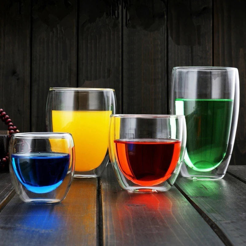 Tasses en verre à double paroi