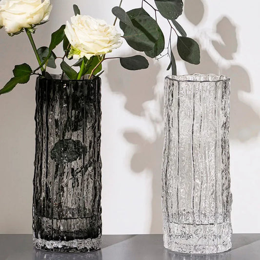 Vase en verre glacier transparent